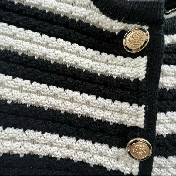 {Mango} Striped Cardigan with Jewel Buttons - Size S - Picture 10 of 12